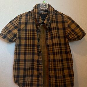 Cactus Kids Brown and Tan Plaid Button Down Shirt